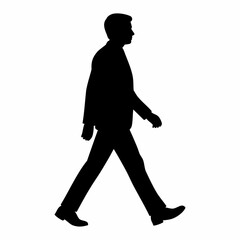Walking businessman silhouette. Flat image
