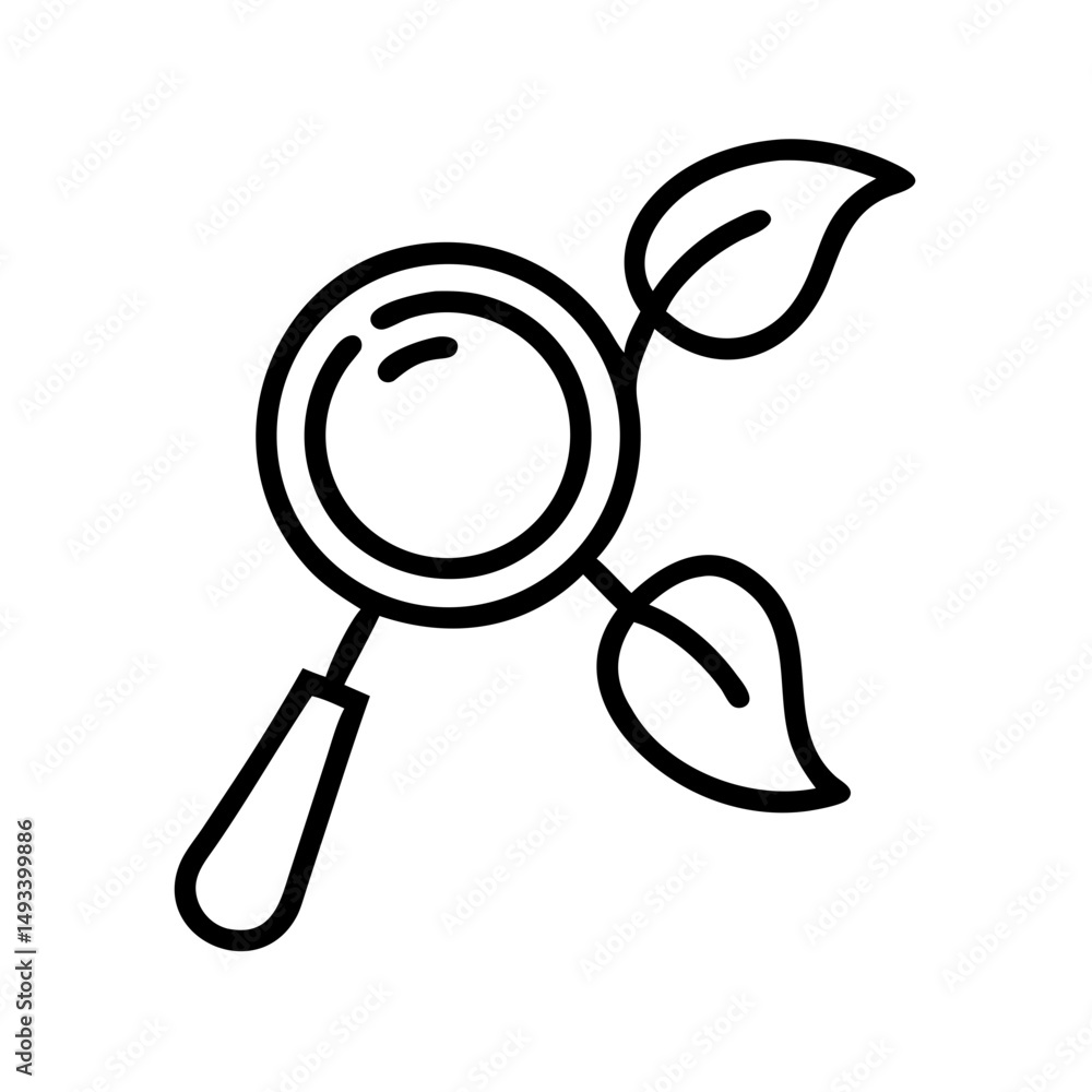 Poster sprout with magnifying glass on transparent background for web and graphic design