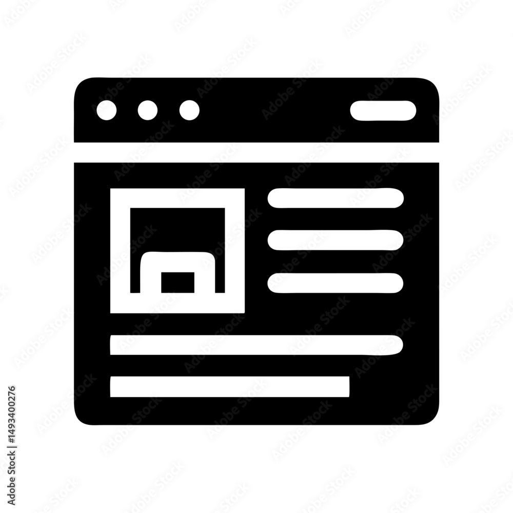 Poster website silhouette on transparent background for web and graphic design