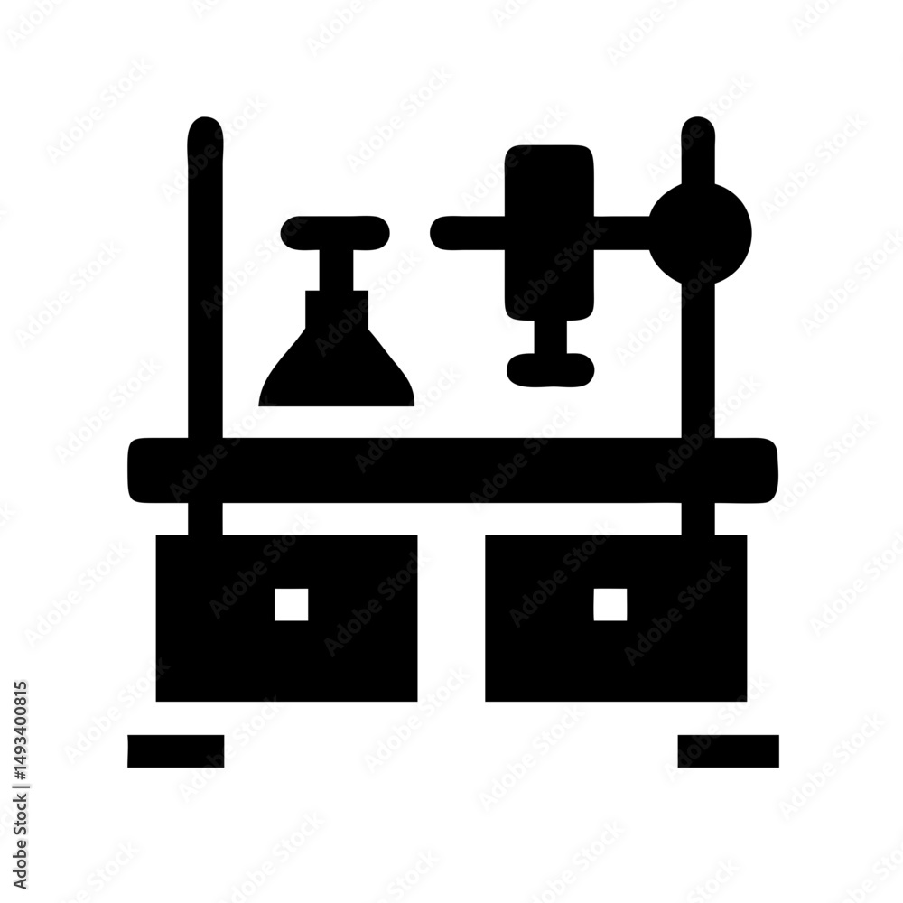 Poster biotechnology lab setup silhouette on transparent background for web and graphic design