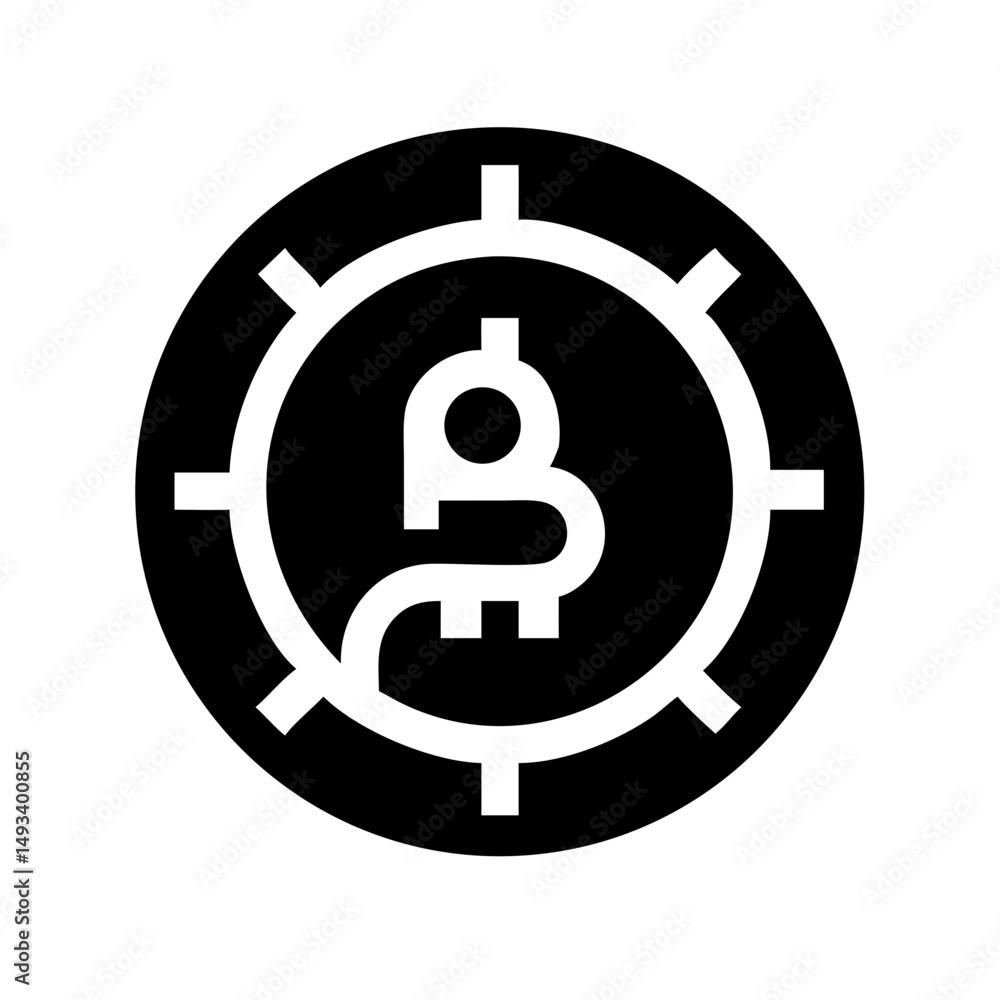 Poster bitcoin coin silhouette on transparent background for web and graphic design