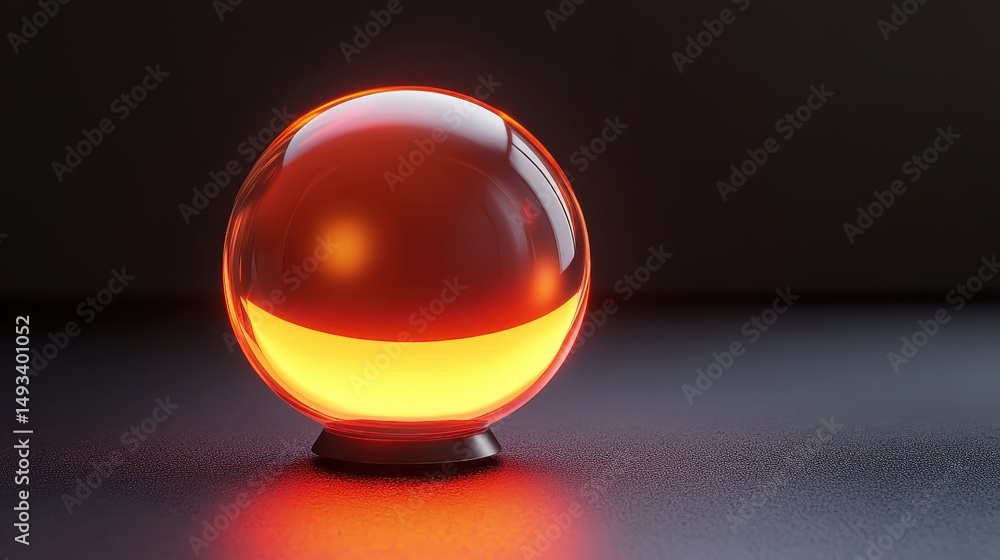 Aufkleber elegant glass ball resting on a table with a dark background showcasing reflections and light play i