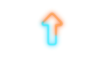 Neon up long icon glowing with transparent background