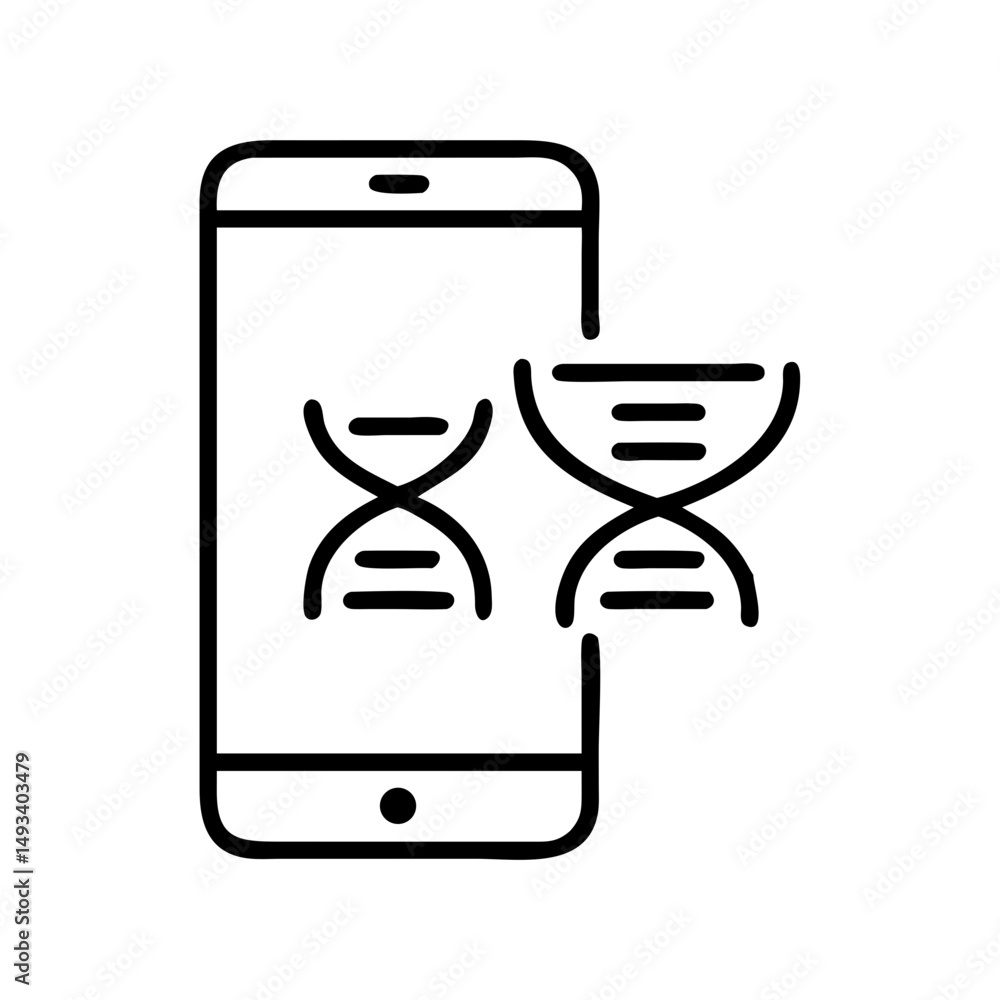 Poster dna on mobile device on transparent background for web and graphic design