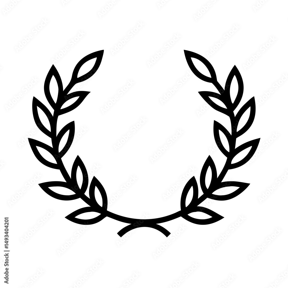 Aufkleber full laurel wreath solid black dense and powerful on transparent background for web and graphic desi