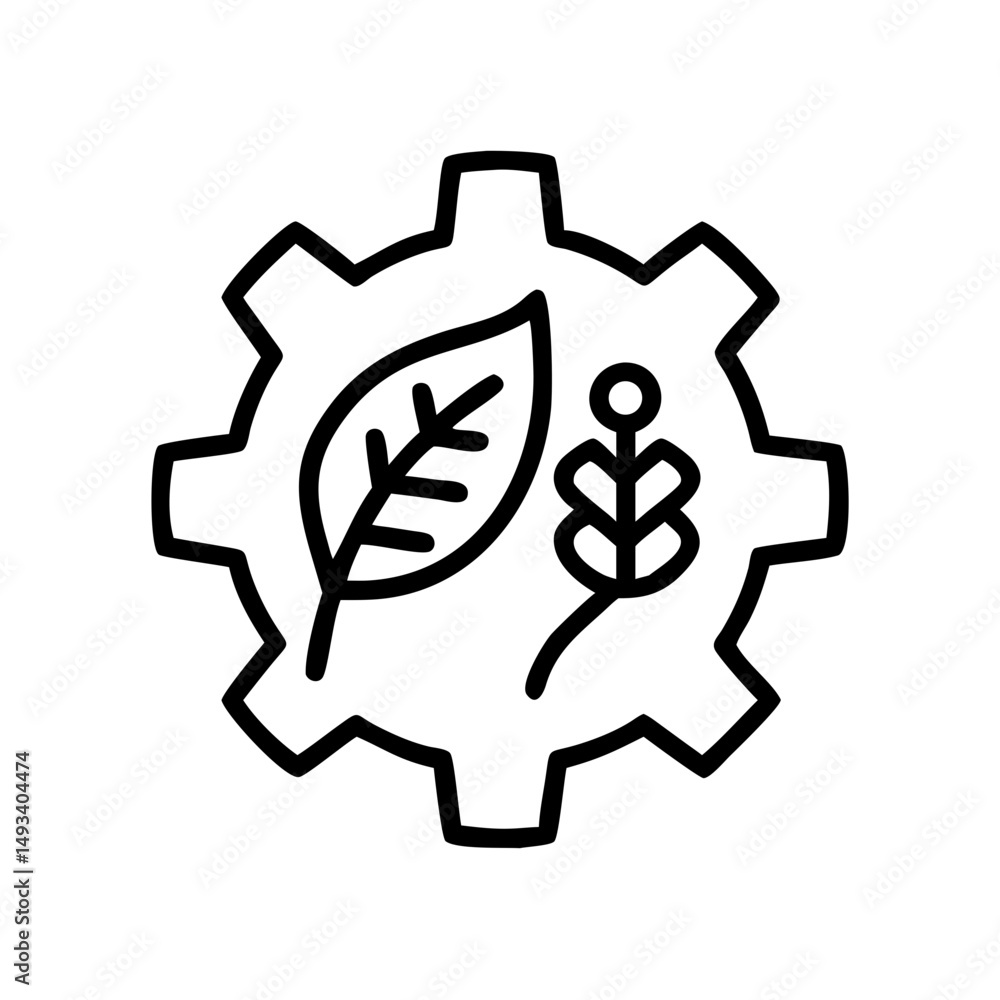 Poster gear with leaf and dna strand on transparent background for web and graphic design