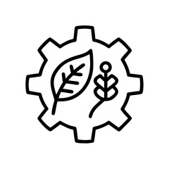 gear with leaf and dna strand on transparent background for web and graphic design