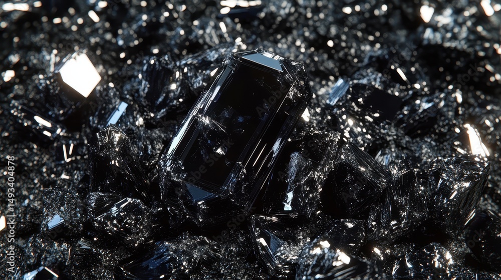 Aufkleber stunning diamond resting on a pile of black crystals creating a luxurious and sparkling visual displ