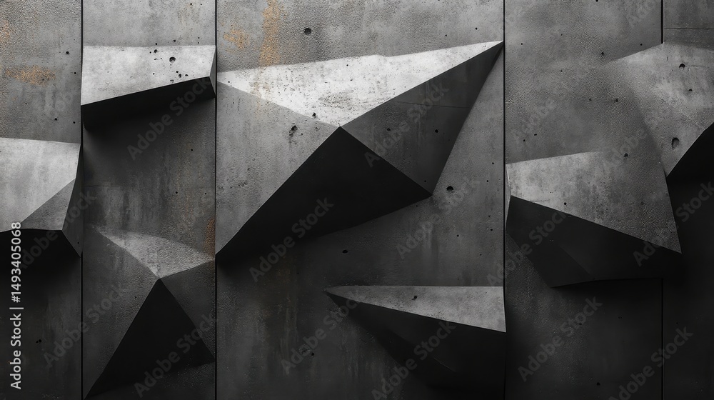 Aufkleber eye-catching wall design featuring a bunch of black triangles creating a unique and modern low-poly 