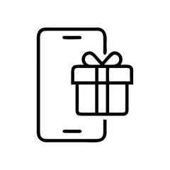 Gift in front of a mobile phone online gifting on transparent background for web and graphic design