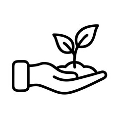 Hand holding a sprouting plant on transparent background for web and graphic design