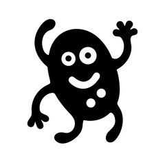 Happy microbe silhouette on transparent background for web and graphic design