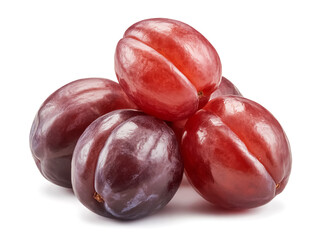 Obraz premium A cluster of Indian prune isolated on white background small oblong red fruit studio lighting