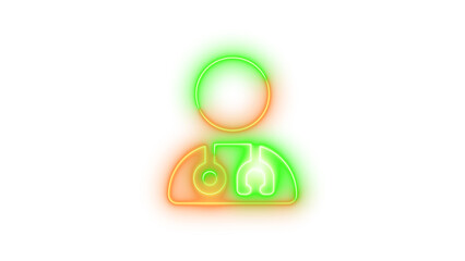 Neon user doctor icon glowing with transparent background