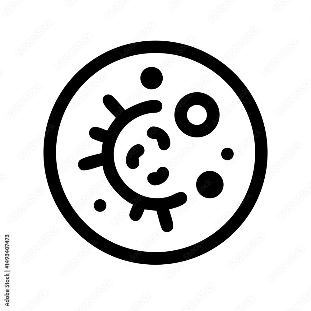 Poster microbial division on transparent background for web and graphic design