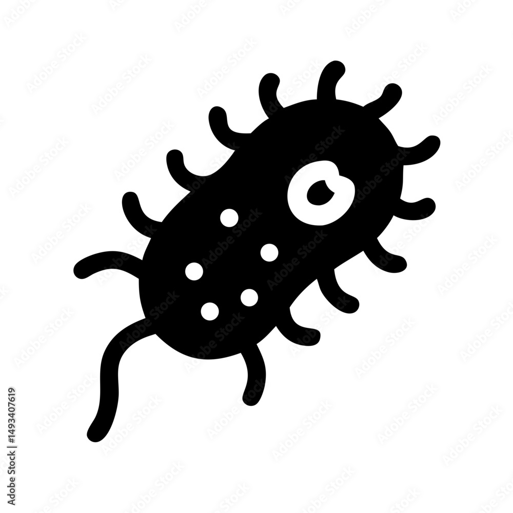 Poster microorganism under microscope on transparent background for web and graphic design