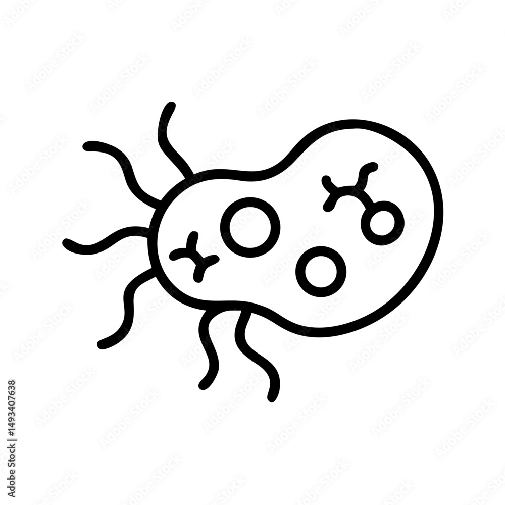 Aufkleber microorganism on host cell silhouette on transparent background for web and graphic design