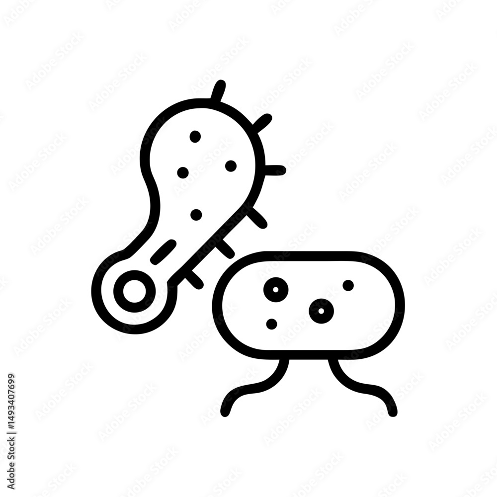 Aufkleber microorganism under microscope silhouette on transparent background for web and graphic design
