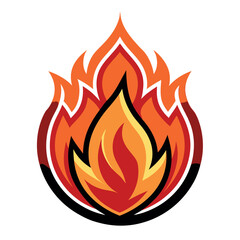 Fiery Emblem Burning Flame in a Circular Frame