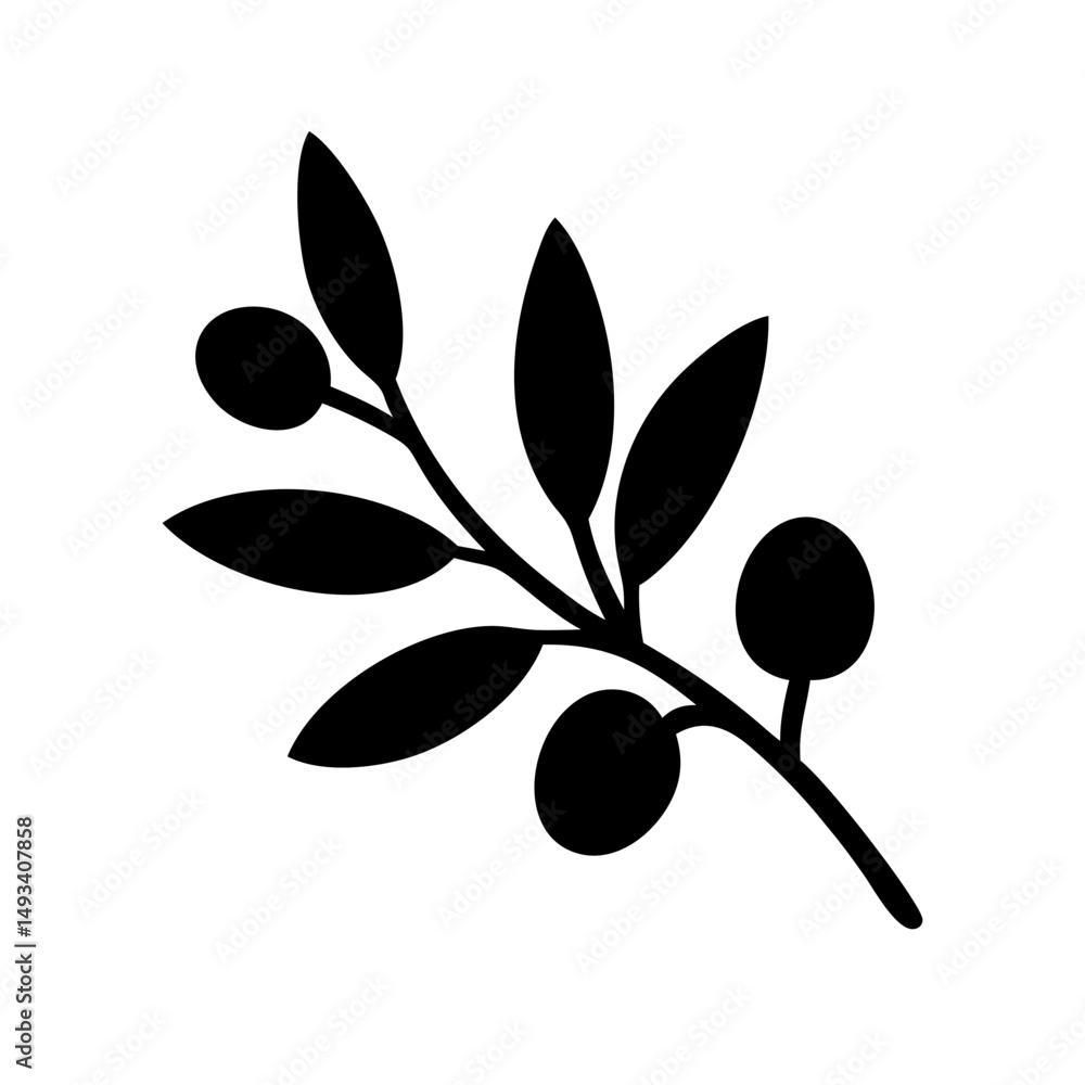 Poster mixed leaves berries naturalistic style with outline on transparent background for web and graphic d