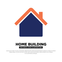 House Icon With A house building with chimney symbol. Editable icon.