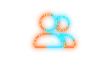 Neon user group icon glowing with transparent background
