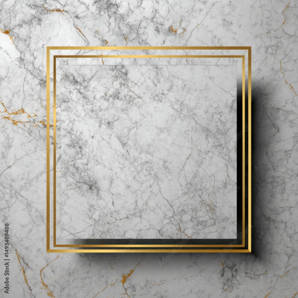 Aufkleber elegant marble texture with golden frame overlay for design mockups and artistic presentations squar