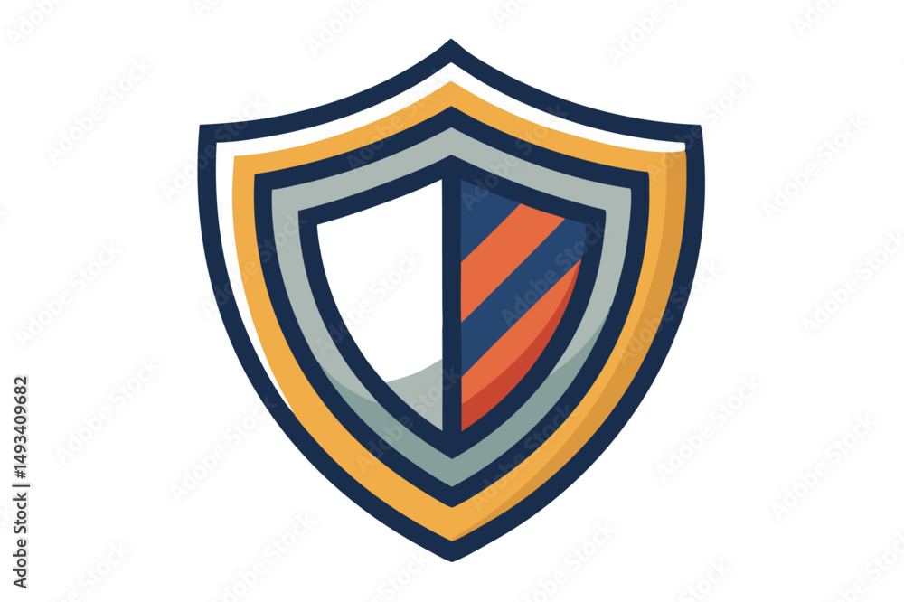 Poster stylized vector illustration of a colorful shield design featuring a central diamond shape against a