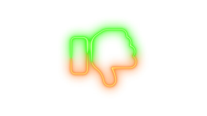 Neon thumbs up open symbol icon animation neon glow on black background