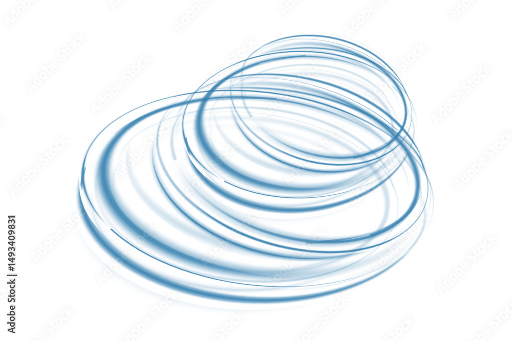 Poster Light and bright Twirl. Curved blue line light effect. High-speed light energy effect for game characters action