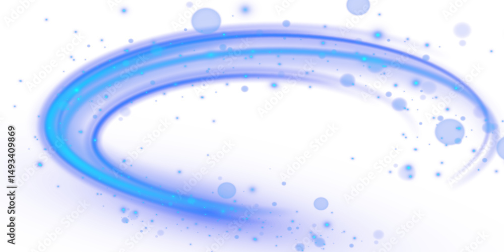 Poster light and bright twirl. curved blue line light effect. high-speed light energy effect for game chara