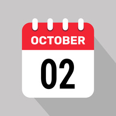 2 october calendar icon vector web page illustration background design.