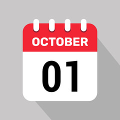 1 october calendar icon vector web page illustration background design.