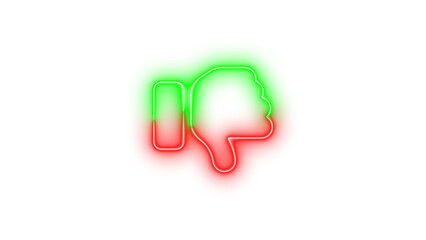 Neon thumbs up open symbol icon animation neon glow on black background