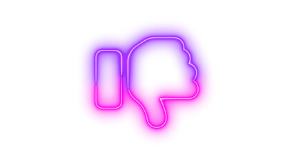 Neon thumbs up open symbol icon animation neon glow on black background