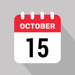 15 october calendar icon vector web page illustration background design.