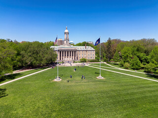 Aerial view of the campus of Penn State University in spring sunny day, State College, Pennsylvania.