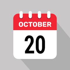 Fototapeta premium 20 october calendar icon vector web page illustration background design.