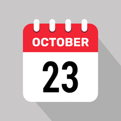 23 october calendar icon vector web page illustration background design.