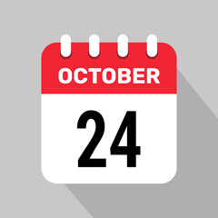 24 october calendar icon vector web page illustration background design.