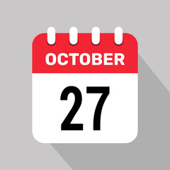 27 october calendar icon vector web page illustration background design.