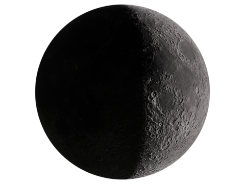 月齢５日の月のフォトリアル3Dイラストレーション