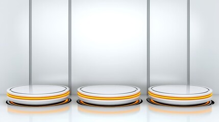 Modern Display Pedestals with Soft Lighting on Gradient Background for Product Showcase and Presentations