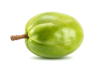 A tropical ambarella fruit isolated on white background crunchy texture light green skin