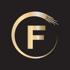 Wire Electrical Logo Combine With Letter F Vector Template