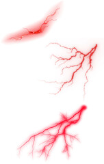 Red transparent beam vectors, special lenses emitting a light effect.