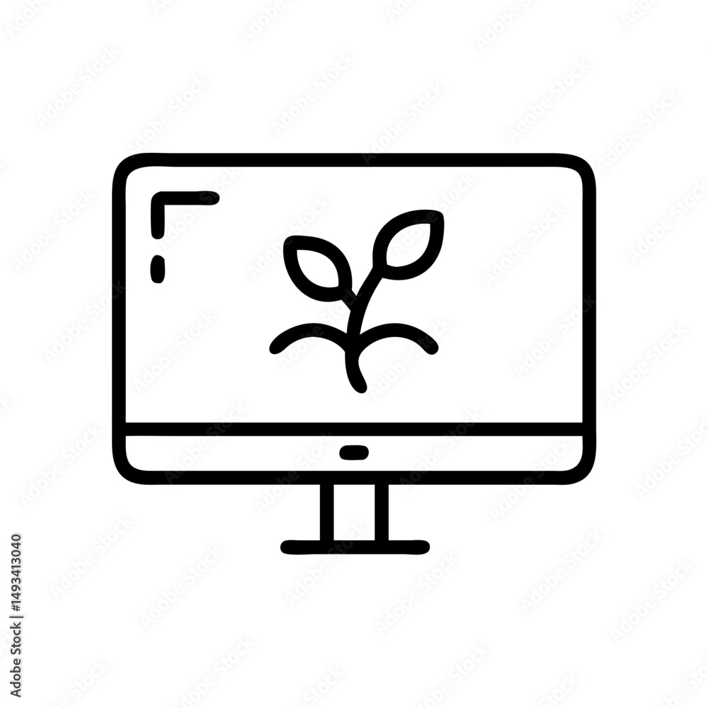 Poster monitor with plant image on transparent background for web and graphic design