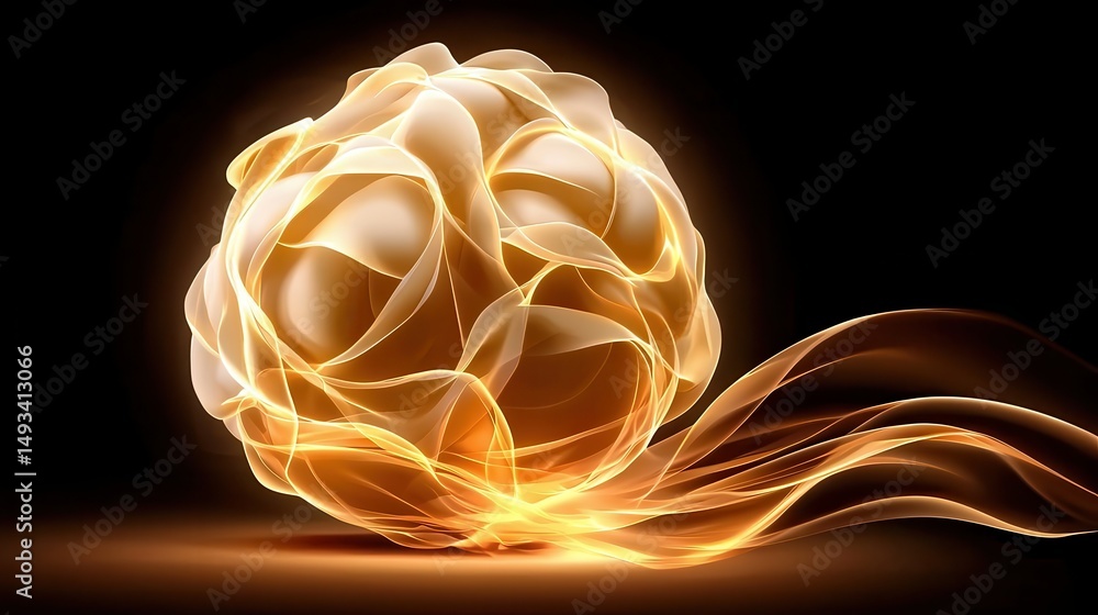 Aufkleber abstract glowing sphere with flowing light trails on a black background for artistic and design conc