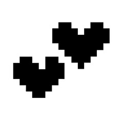 Fototapeta premium Pixelated digital hearts silhouette on transparent background for web and graphic design