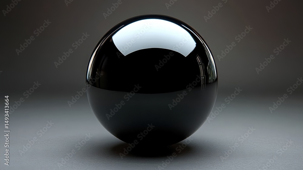 Poster black ball on a table with a simple gradient effect against a dark background for modern interior de